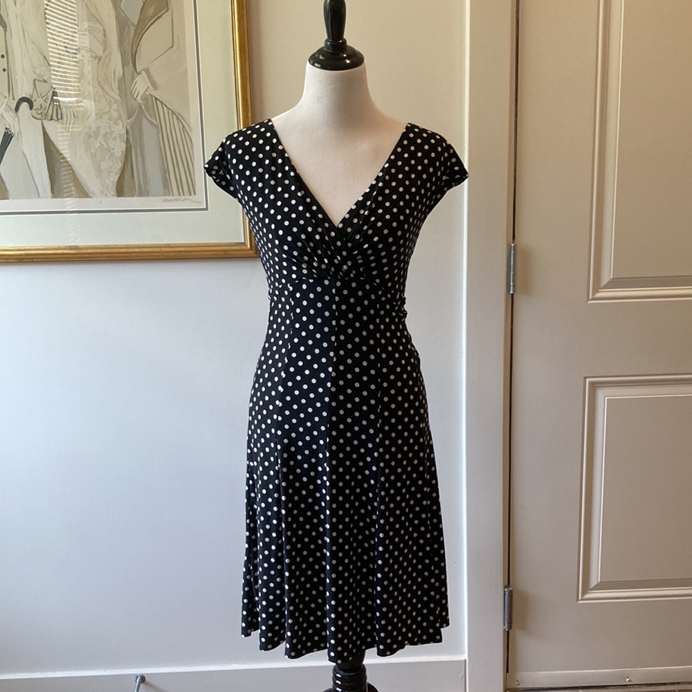 Ralph Lauren | Classic Women’s Black & White Polka Dot Cap Sleeve Dress | Sz 14